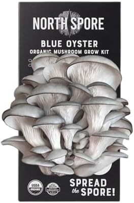 North Spore Organic Blue Oyster Mushroom Spray & Grow Kit (4 lb) | Beginner Friendly & Easy to Use | USDA Certified Organic, Non-GMO | Handmade in Maine, USA