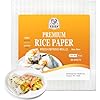 52USA Square Rice Paper, 1 Pack, White Rice Paper Wrappers, Fresh Spring Roll Wrappers & Dumplings-34 Sheets, Gluten-Free Wonton Wrappers, Vegan, Low Carb, Vietnamese Rice Wraps (22cm, 12 oz)