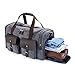 SUVOM Leather Canvas Duffle Bag Weekend Overnight Bag Travel Tote Duffel Luggage...