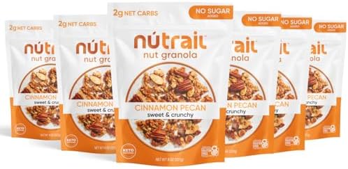 NuTrail Nut Granola Cereal, Cinnamon Pecan, No Sugar Added, Gluten Free, Grain Free, Keto, Low Carb, Healthy Breakfast Cereal 8 Ounce (Pack of 6)…