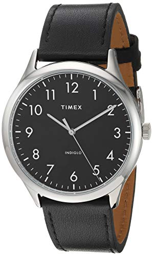 Timex Men's TW2T71900 Modern Easy Reader 40mm Black/Silver Genuine Leather Strap Watch