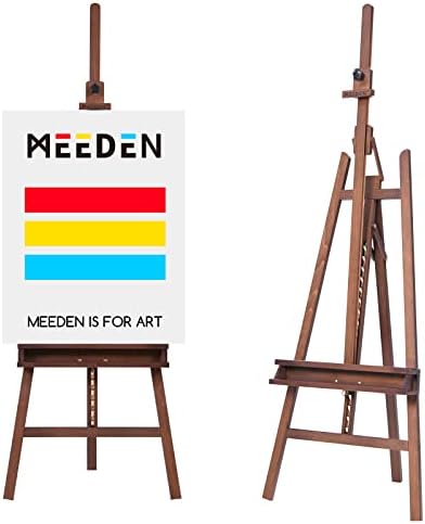 MEEDEN Large Painters Easel Adjustable Solid Beech Wood Artist Easel, Studio Easel for Adults with Brush Holder, Holds Canvas up to 48" - Walnut