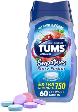 TUMS Antacid Smoothies Berry Fusion Tablets 60 Count