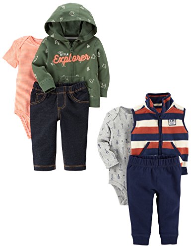 Carter's Baby Boys' 6-Piece Jacket and Vest Set, Explorer/Stripe, 6 Months