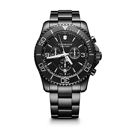 Victorinox Maverick Swiss-Quartz Watch with Stainless-Steel Strap, Black, 22 (Model: 241797)