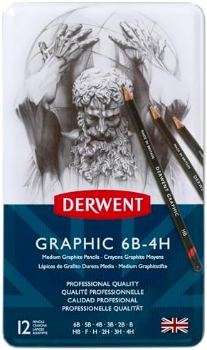 Derwent Graphic Drawing Pencils, Medium, Metal Tin, 12 Count (34214)