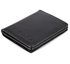 Jaimie Jacobs SLIMSTAR mit großem Münzfach dünne Geldbörse Leder Slim Wallet Hochformat Geldbeutel Herren (Schwarz)