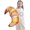 Wepop 28 in Croissant Pillow Giant Bread Loaf Gaming Pillow, Cute Lumbar Baguette Back Cushion Funny Food Plush Toy for Kids