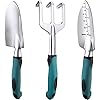 FANHAO Garden Tools Set, 3 Piece Heavy Duty Gardening Tools Cast Aluminum with Soft Rubberized Non-Slip Handle, Durable Garden Hand Tools Garden Gifts for Men Women