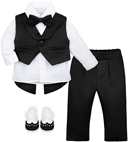 Lilax Baby Boy Gentleman Tuxedo Outfit Infant 4 Piece Set 0-3 ...