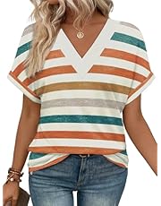 WIHOLL Womens Summer Tops Short Dolman Sleeve Shirts 2025 Fashion V Neck Outfits Clothes