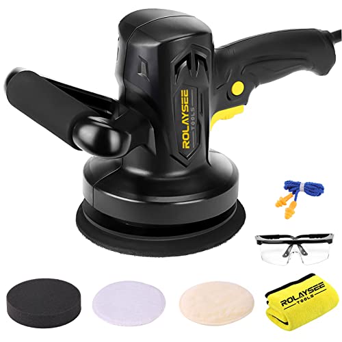 buffer waxer polisher - 6-Inch Random Orbital Waxer Polisher, Variable Speed Buffer Machine Kit with 3 Buffing and Polishing Bonnets, Electric Buffer Polisher for Car Detailing and Waxing, ROLAYSEE TOOLS