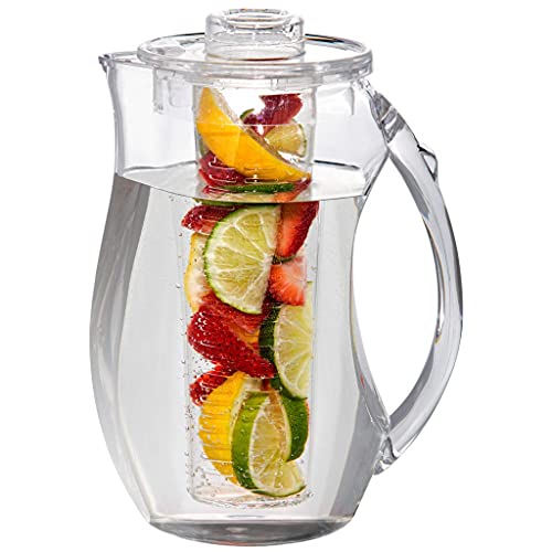 acrylic pitcher zak - Water Infuser Pitcher – Fruit Infuser Water Pitcher By Home Essentials & Beyond – Shatterproof Acrylic Pitcher – Elegant Durable Design – Ideal for Iced Tea, Fruit Infused Water and Juice (93 oz)