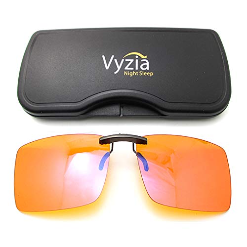 blue blocker clip on glasses - Vyzia Clip On Blue Light Blocking Glasses for Sleep | Fits Over Prescription Glasses, Orange Lenses Help Reduce Computer Eye Strain and Induce Sleep