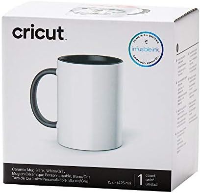 Cricut Ceramic Coffee Mug - Sublimation Blank - White/Gray - 15 oz/425 ml (1 Pack)