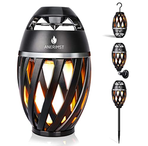 ANERIMST Outdoor Bluetooth Speaker with Pole and Hook Bundle, Flickering Flame Effect,...