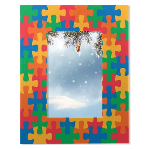 autism picture frame - Autism Awareness Wooden Picture Frames, Autism Awareness Day Jigsaw Puzzle 4x6 Photo Frames for Tabletop Desk Display Home Office Living Room Decor