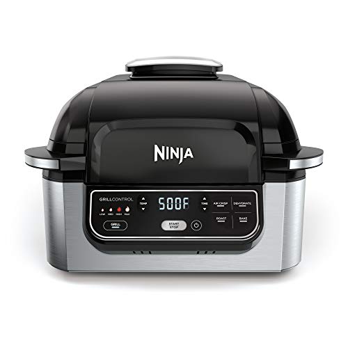 Ninja Foodi AG301 5-in-1 Indoor Electric Countertop Grill with 4-Quart Air Fryer, Roast, Bake, Dehydrate, and Cyclonic Grilling Technology