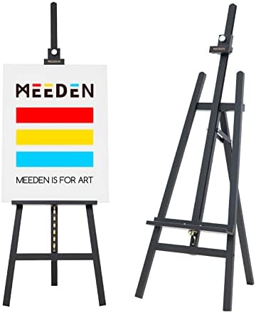 MEEDEN Large Art Easel for Painting and Display, Solid Wooden Easel Stand for Adults, Studio Artist Professional Easel,Adjustable 57 to 76"H,Holds Canvas up to 43",Black