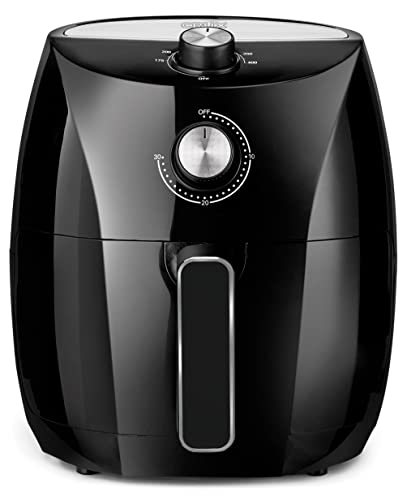 Crux 3.7QT Manual Air Fryer, Faster Pre-Heat, No-Oil Frying, Fast Healthy Evenly Cooked Meal Every Time, Dishwasher Safe Non Stick Pan and Crisping Tray for Easy Clean Up, Stainless Steel/Black