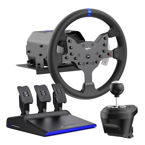 PXN V99 Force Feedback Steering Wheel PC,Xbox Wheel 270/900 Degree Racing Wheel with 3-Pedals and Shifter Bundle for PC,PS4,PS3, Xbox One, Xbox Series X/S