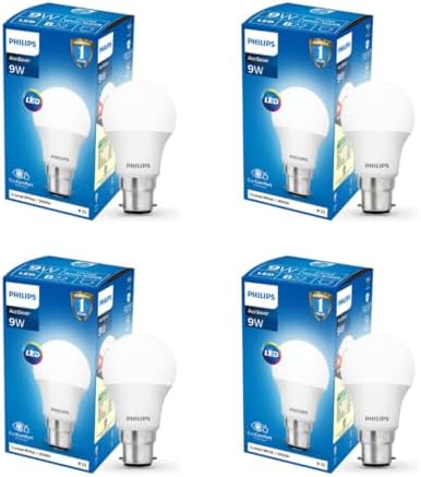 PHILIPS 9-Watts Multipack B22 LED Cool Day White LED Bulb, Pack of 4, (Ace Saver)