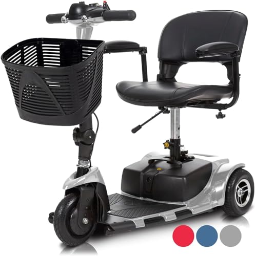 Vive 3 Wheel Mobility Scooter - Electric Powered Mobile Wheelchair Device for Adults - Folding, Collapsible and Compact for Travel - Long Range Power Extended Battery with Charger and Basket Included