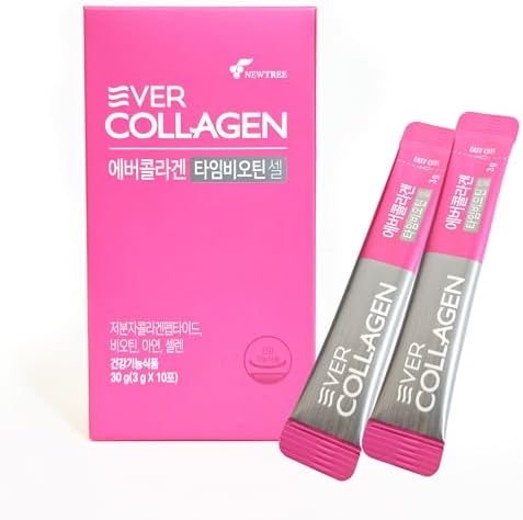 EVER COLLAGEN TIME NEWTREE Biotin Cell Low Molecular Weight Marine Collagen Peptides Powder Packet, Protein Powder Supplement for Skin Hair Nail, Travel Packs - Taking Without Water, 10 Sticks