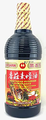 Wan Ja Shan Vegetarian Mushroom Oyster Sauce, 33.8 fl. oz. VEGAN. NON-GMO. NO MSG ADDED. 100% Naturally Brewed. No Chemical Soy Sauce.No Caramel Coloring.