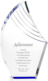 Baudville Blue Reflection Acrylic Award - Personalized Engraving Up to Three Lines and Pre-Written Verse Selection - Emplo...