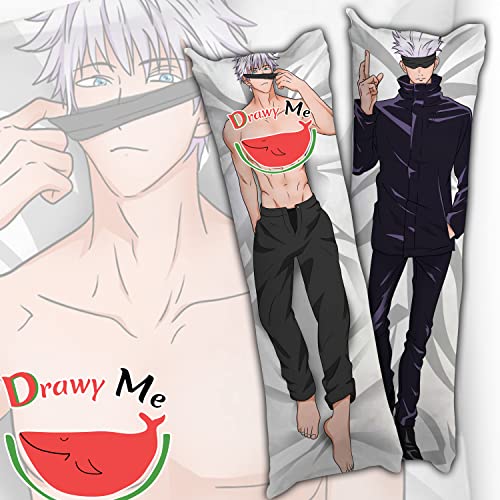 DrawyMe Jujutsu Kaisen Gojo Satoru Body Pillow Cover Case Male Dakimakura Hugging Anime Gift Decor Room Double-Sided Printed Peach Skin 59 