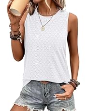 SAMPEEL Womens Tank Tops Eyelet Loose Casual Summer Tops Crew Neck Basic Sleeveless Shirts Trendy 2025