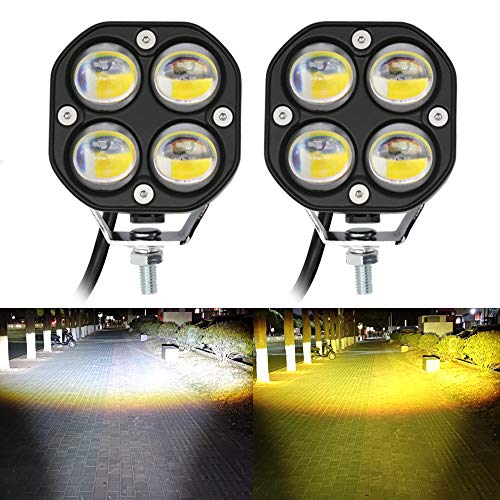 LED Pod Lights Driving Fog Lights Amber/Yellow White Dual Color 2Pcs 40W 3Inch LED Driving OffRoad Lights Work Auxiliary Lights Ditch Lights Fit for Motorcycle Truck Car SUV ATV Boat pickups Tractor