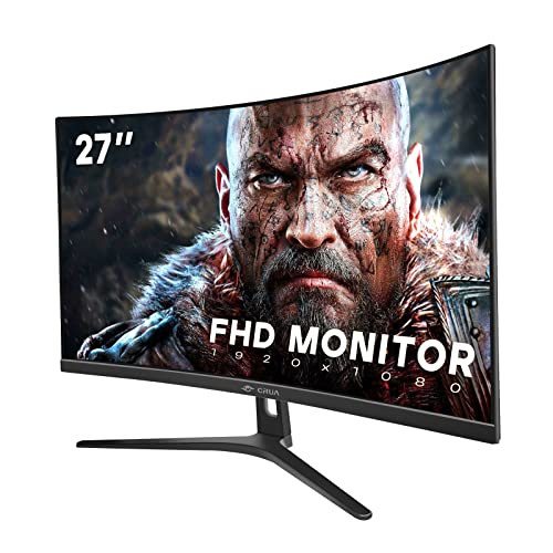 CRUA 27' 144hz/165HZ Curved Gaming Monitor, Full HD 1080P 1800R Frameless Computer Monitor, 1ms GTG with FreeSync, Low Motion Blur, Eye Care, VESA, DisplayPort, HDMI, Black