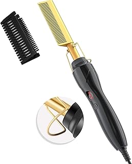 uuum Hot Comb Straightener, Professional High Heat Pressing Comb for Black Hair Beard Wigs, Adjustable Temperature, Cerami...