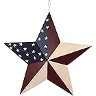 Grace Home Metal Patriotic Old Glory Americana Flag Barn Star Wall Decor July of 4th Independence Day Memorial Day Hanging Americana Oudoor Decoration