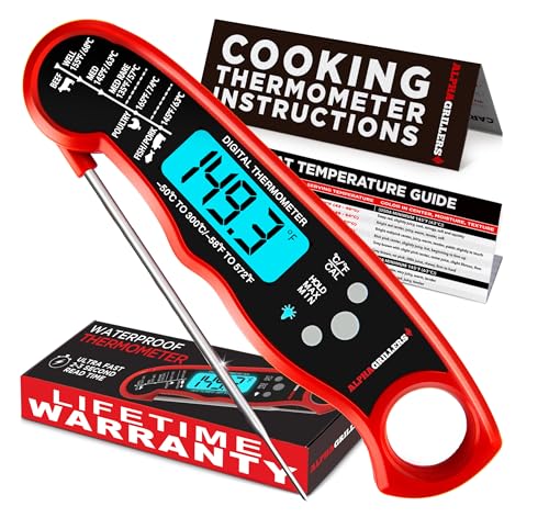 Alpha Grillers Instant Read Meat Thermometer for Cooking Grill and BBQ Griddle - Waterproof...