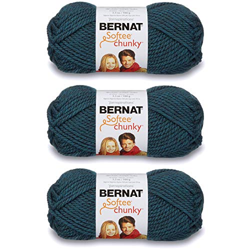 bernat super chunky yarn - Bernat Softee Chunky Yarn Bundle Super Bulky Number 6, 3 Skeins (Teal)