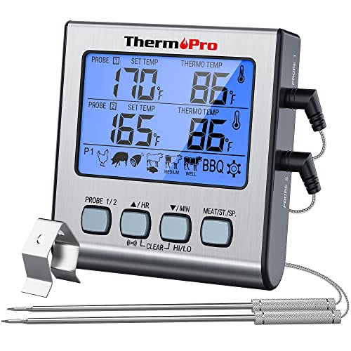 ThermoPro TP-17 TP17 Dual Probe Digital Cooking Meat Large LCD Backlight Food...