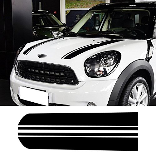 bmw mini emblem cooper - Hood Decal Bonnet Racing Stripes Engine Cover Vinyl Stickers for BMW Mini Cooper Countryman R60 2010-2016 (Gloss Black)