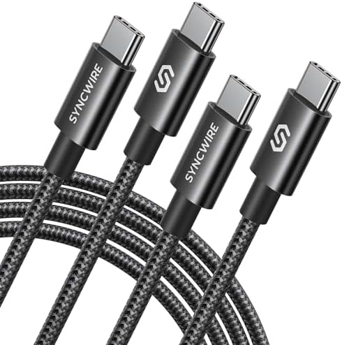 SYNCWIRE USB C Charger Cable [6.56FT/2m, 2-pack] 60W 3A, USB C to USB C Fast Charging Cable Nylon Braided for iPhone 15/15 Pro/15 Plus/15 Pro Max MacBook Pro Samsung Galaxy S23 Switch