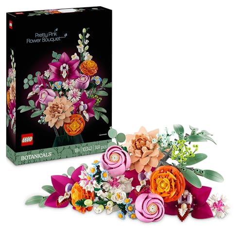 LEGO Botanicals Schöner Rosafarbener Blumenstrauß - Blumendeko - Bauset für Erwachsene - Dekorative Gänseblümchen, Kornblumen