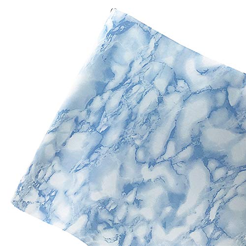 blue shelf liner adhesive - Taamall Simplemuji Self-Adhesive White Blue Marble Peel & Stick Shelf Liner Dresser Drawer Sticker 17.7 Inch by 79Inch