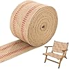 FLKQC Craft Jute Webbing Tape, 10 Yards Width 3.5" Roll Natural Burlap Red Line Jute Webbing Ribbon for Chair Repair, Crafting, Burlap Ribbon, Upholstery