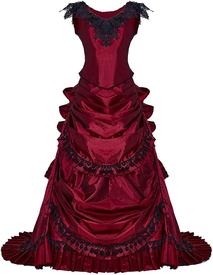 Victorian Dresses | Victorian Ballgowns | Victorian Clothing Womens Gothic Victorian Bustle Wedding Gown Renaissance Vintage Long Dress Steampunk Ball Gowns Evening Dress Costume  AT vintagedancer.com