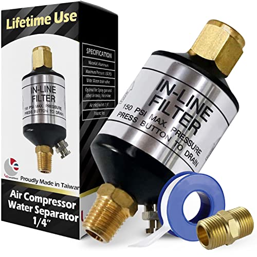 air tools filter - Air Compressor Water Separator, Heavy Duty Air Compressor Filter provides Clean Dry Air. Compressed Air Dryer with Drain Valve by LE LEMATEC