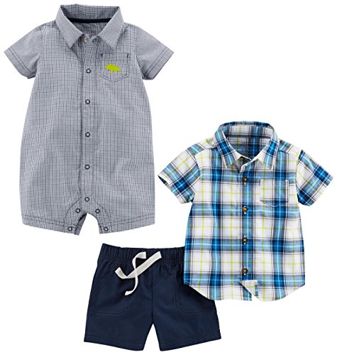 Simple Joys by Carter's Boys' Infant 3-Piece Playwear Set, Chambray/Blue Plaid, 6-9...