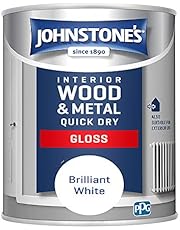 Johnstone&#39;s - Quick Dry Gloss Finish - Brilliant White - Water Based - Interior Wood &amp; Metal - Radiator Paint - Low Odour - Dry in 1-2 Hours - 13m2 Coverage per Litre - 1.25 L