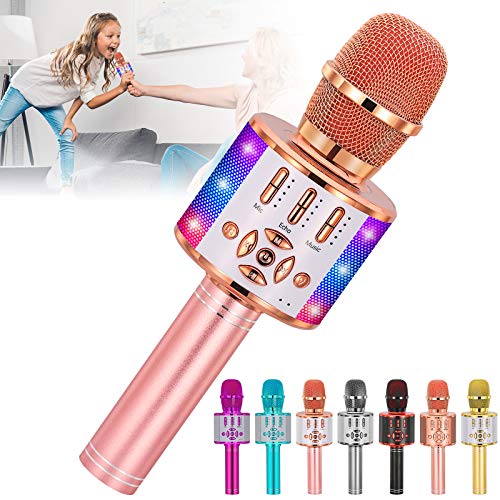 Amazmic Kids Karaoke Microphone Machine Toy Bluetooth Microphone Portable Wireless ...