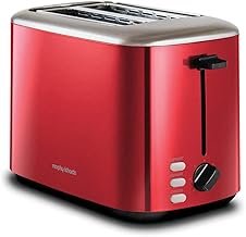 Morphy Richards Equip Red 2 Slice Toaster - Defrost And Reheat Settings - 2 Slot - Stainless Steel - 222066